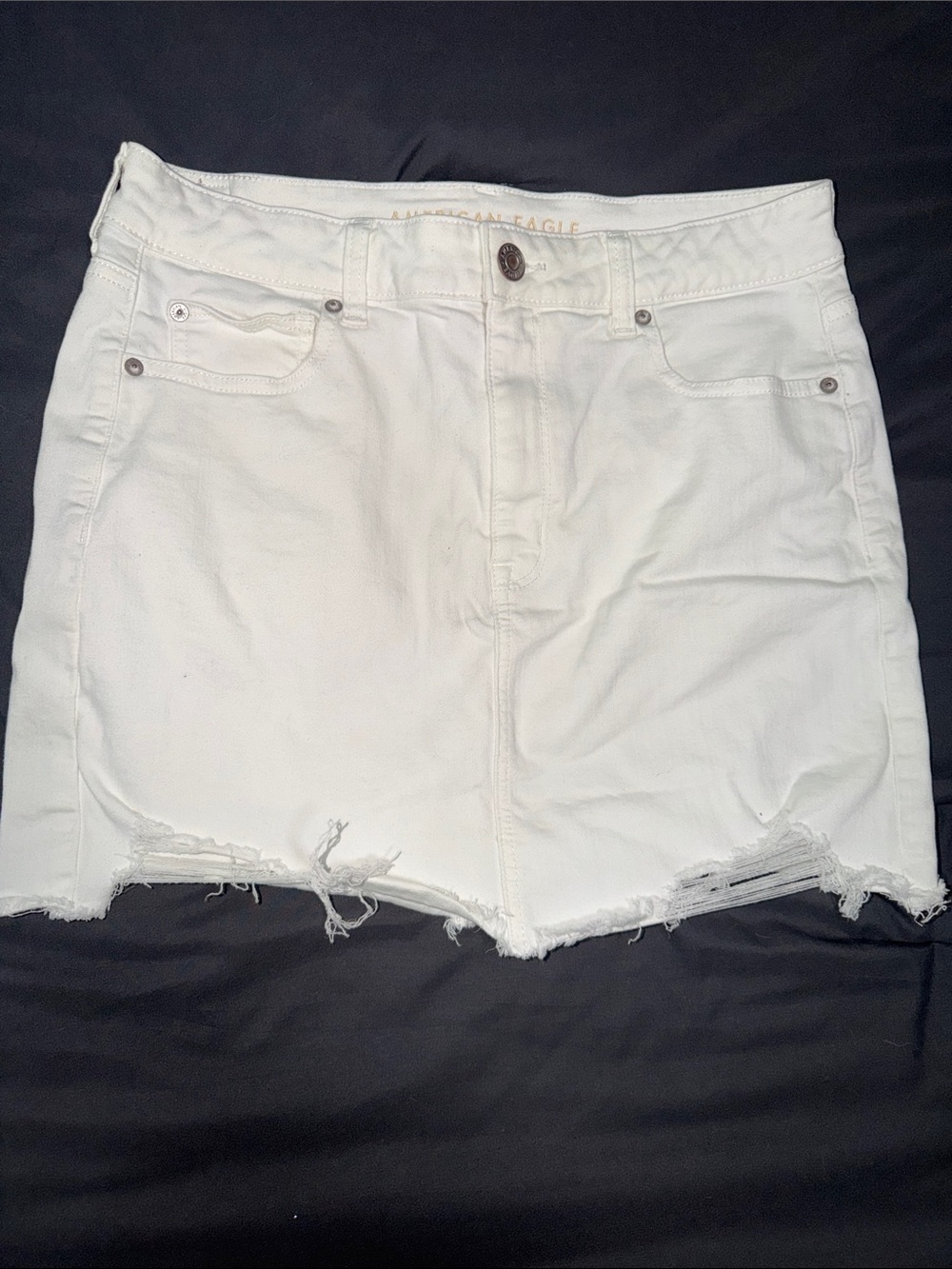 American Eagle White Stretch Denim Skirt - Size 12 Long